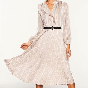 Ba&sh Paris Pleated Mock Neck Midi Dress Large / 10